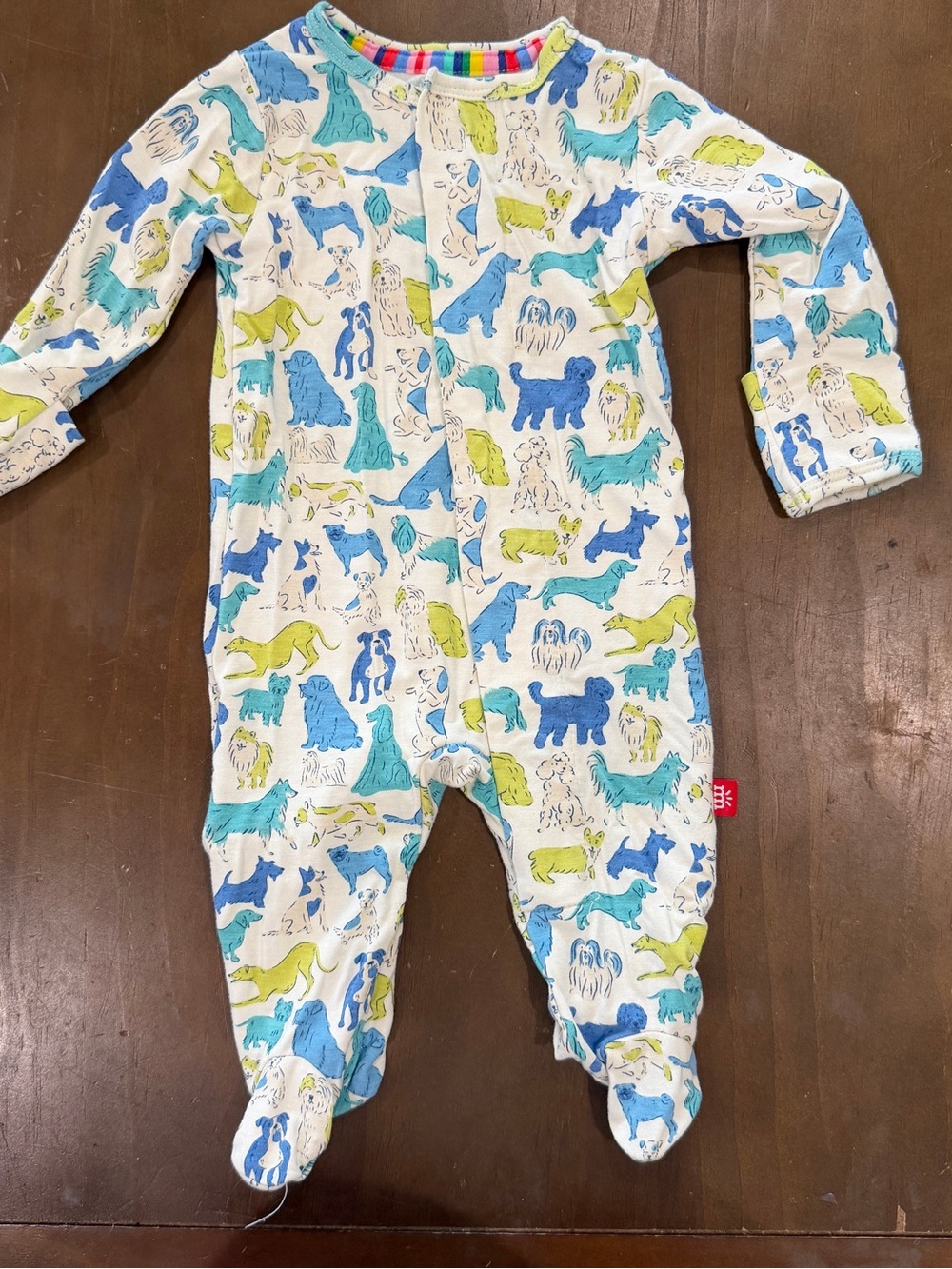Magnetic Me Blue & Green Dog Print Footed Pajamas